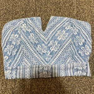 Charlotte Russe Blue Lace Crop Top